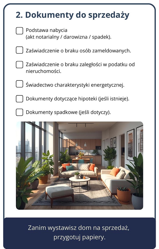 Lista dokumentów potrzebnych do sprzedaży