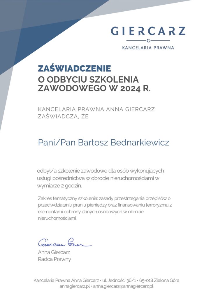 Szkolenie AML i ochrona danych osobowych – Bartosz Bednarkiewicz